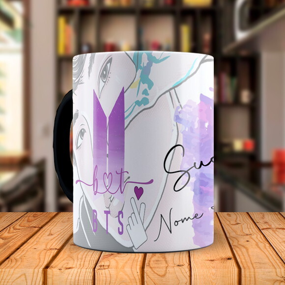 Caneca Mágica BTS Suga Personalizada com Nome