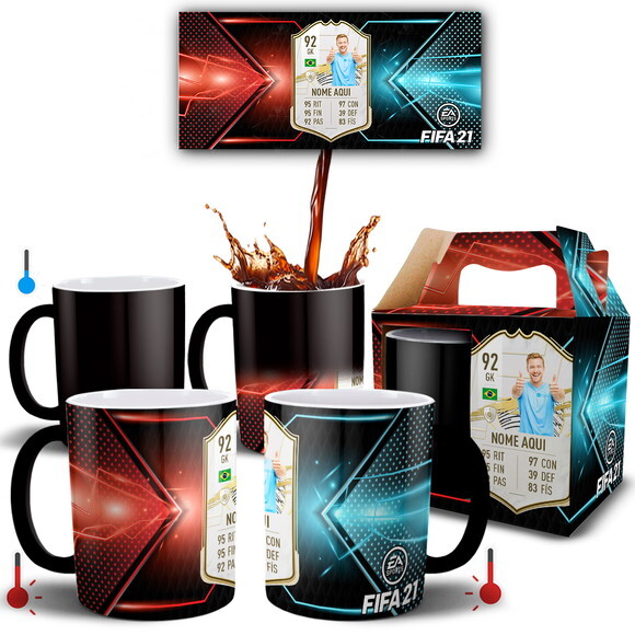 Caneca Mágica Card Fifa Personalize do seu Jeito + Caixinha