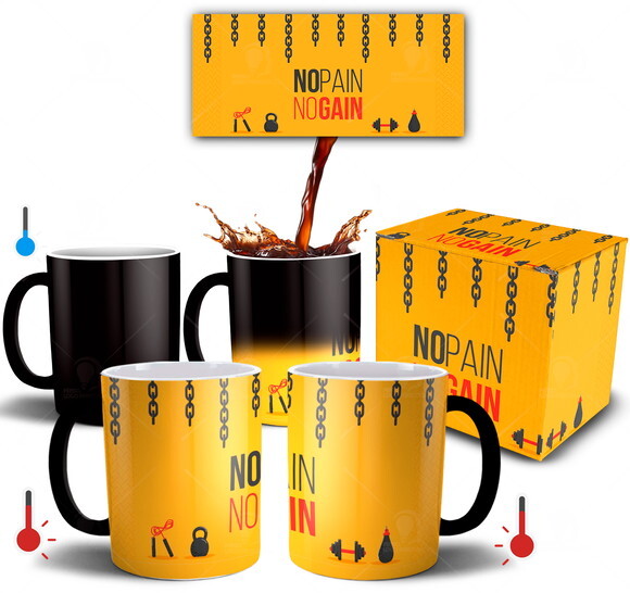 Caneca Mágica Crossfit no pain no gain Academia + Caixinha