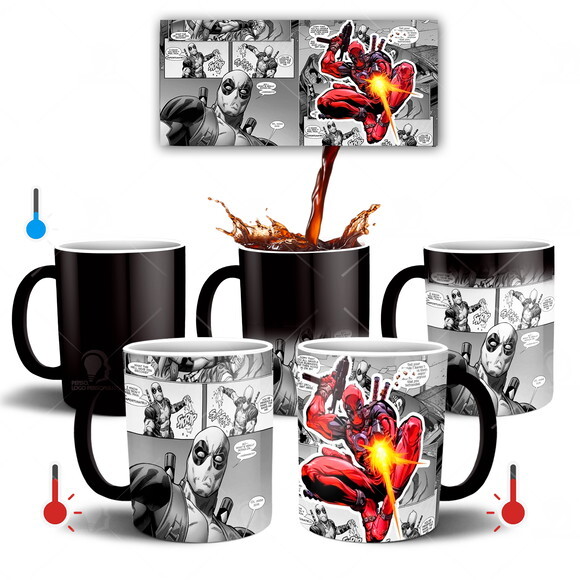 Caneca Mágica DeadPool quadrinhos + Caixinha