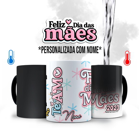 Caneca Mágica Dia das Mães Frases com Nome Personalizado