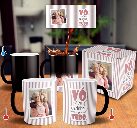 Caneca Mágica Dia dos Avós Vó Seu Carinho com Foto + Caixa