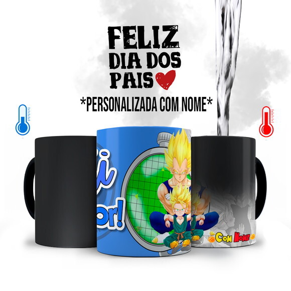 Caneca Mágica Dia dos Pais Vegeta Dragon Ball com Nome