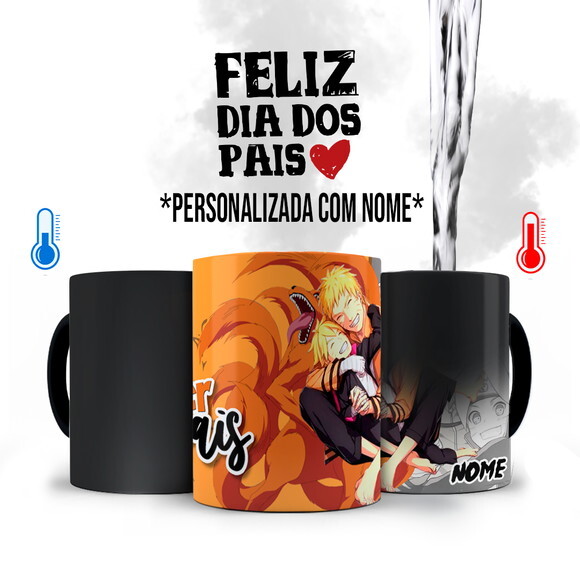Caneca Mágica Dia dos Pais Naruto Geek com Nome
