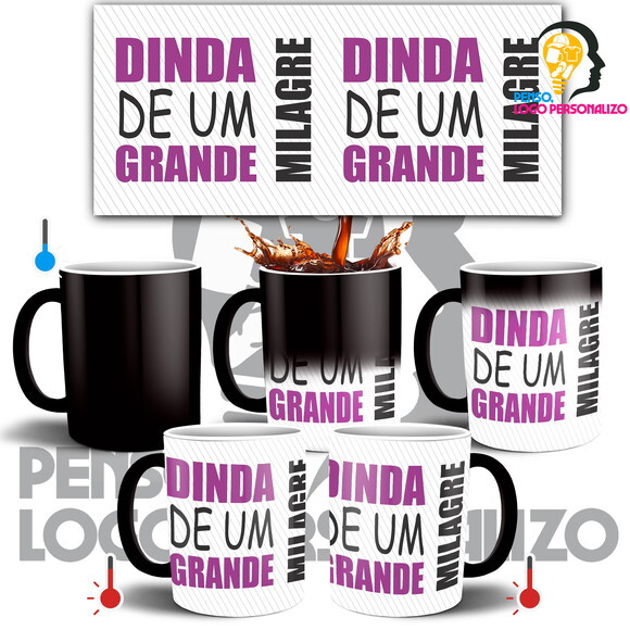 Caneca Mágica Dinda Madrinha de Batizado + Caixinha Mod 003