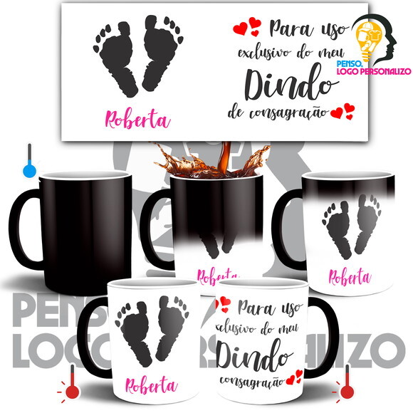 Caneca Mágica Dindo Uso exclusivo Padrinho + Caixinha