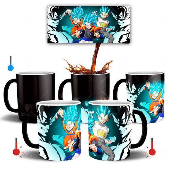 Caneca Mágica Dragon Ball Super Goku e Vegeta Blue