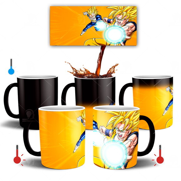 Caneca Mágica Dragon Ball Z Goku e Vegeta SSJ