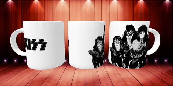 Caneca Mágica E Almofada Banda Kiss Rock Roll + Caixinha