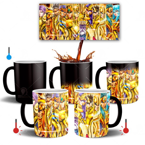 Caneca Mágica e Almofada Cavaleiros do Zodíaco Ouro Anime