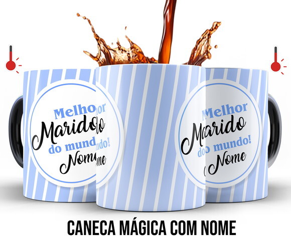 Caneca Mágica e Almofada Melhor Marido do Mundo com Nome