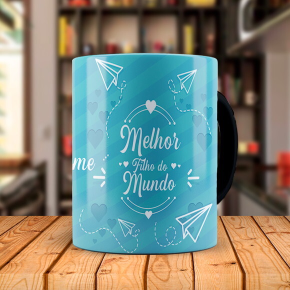 Caneca Mágica e Almofada Personalizada Melhor Filho do Mundo