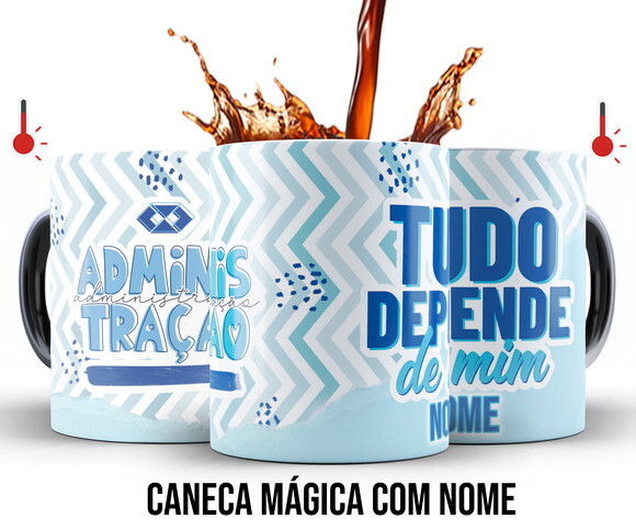 Caneca Mágica e Almofada Profissão Administração com Nome