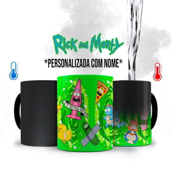 Caneca Mágica e Almofada Rick and Morty com Nome