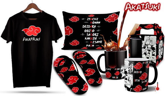 Caneca Mágica e Camiseta + Kit Akatsuki Naruto - Mod 001