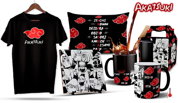 Caneca Mágica e Camiseta + Kit Akatsuki Naruto - Mod 002