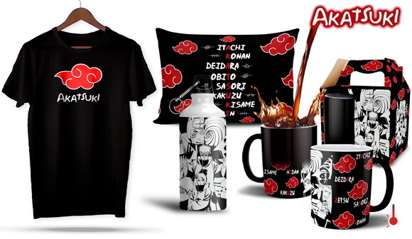 Caneca Mágica e Camiseta + Kit Akatsuki Naruto - Mod 003