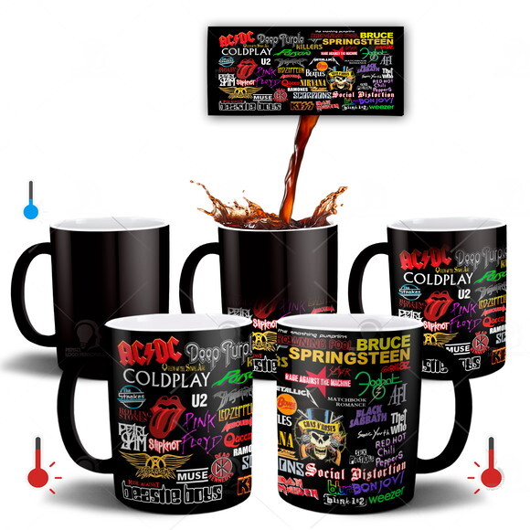 Caneca Mágica e Camiseta + Kit Bandas de Rock Nirvana -Md 02