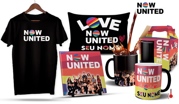 Caneca Mágica e Camiseta + Kit Now United com Nome - Mod 002