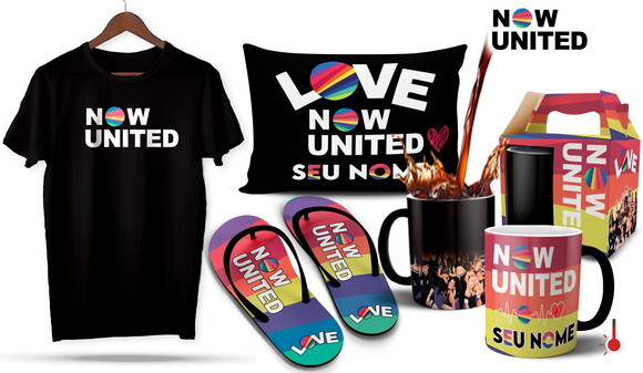 Caneca Mágica e Camiseta + Kit Now United com Nome - Mod 001