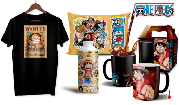 Caneca Mágica e Camiseta + Kit One Piece Personalizado - M02