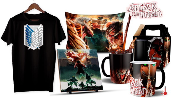 Caneca Mágica e Camiseta + Kit Shingeki no Kyojin - Mod01