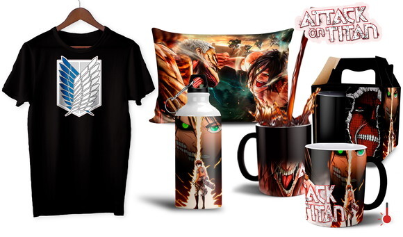 Caneca Mágica e Camiseta + Kit Shingeki no Kyojin - Mod02