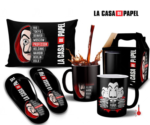 Caneca Mágica e Chinelo + Kit Série La Casa de Papel - M001