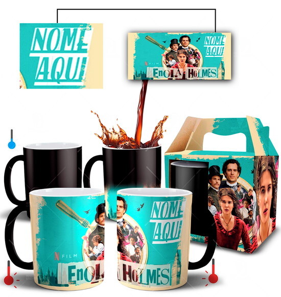 Caneca Mágica Enola Holmes com Nome Personalizado + Caixa