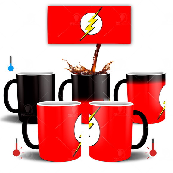 Caneca Mágica Flash Simbolo + Caixinha - Mod 001