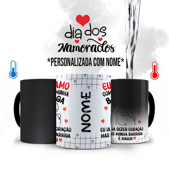 Caneca Mágica Flork Namorados Barriguinha com Nome