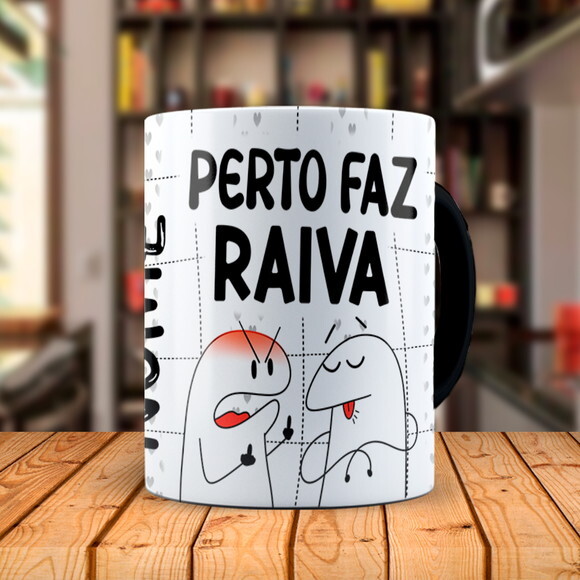 Caneca Mágica Flork Namorados Longe Faz Falta com Nome