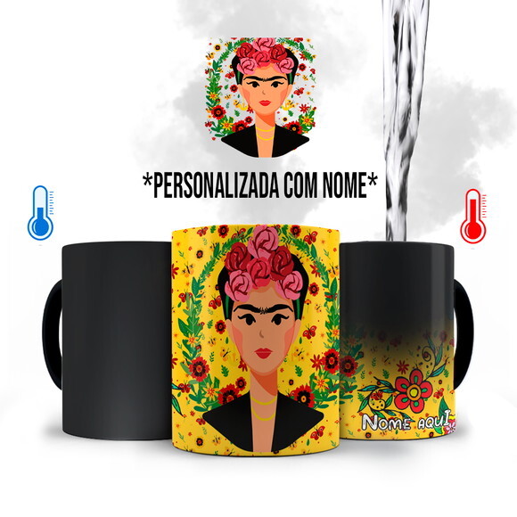 Caneca Mágica Frida Kahlo Pintura artística com Nome