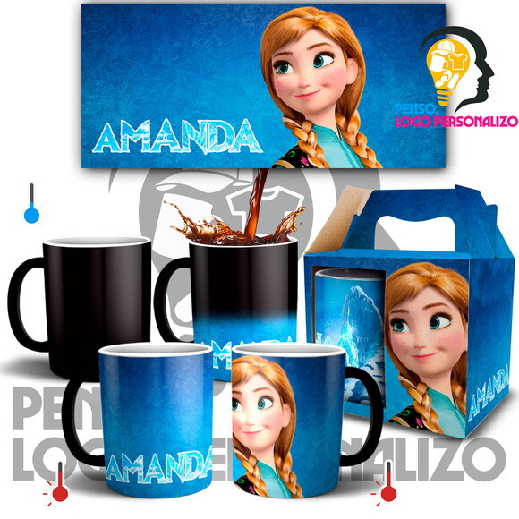 Caneca Mágica Frozen Ana com Nome Personalizado + Caixinha