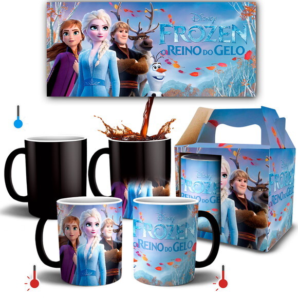 Caneca Mágica Frozen Reino Do Gelo Personalizado + Caixa