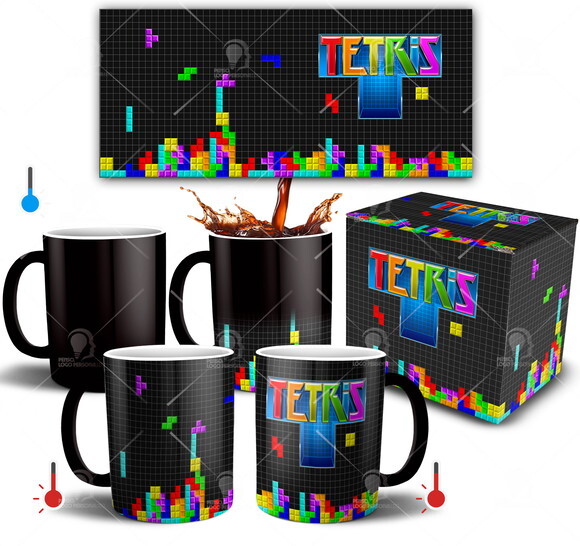 Caneca Mágica Game Tetris Play Arcade + Caixinha presente