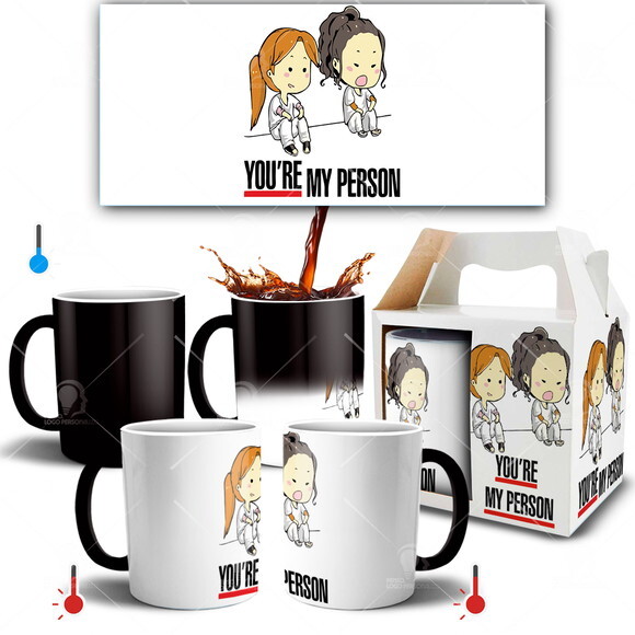 Caneca Mágica Greys Anatomy Série + Caixinha Mod 001