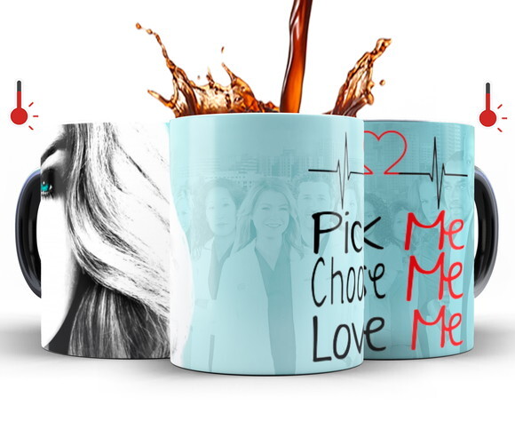 Caneca Mágica Greys Anatomy Série Pick me Choose me