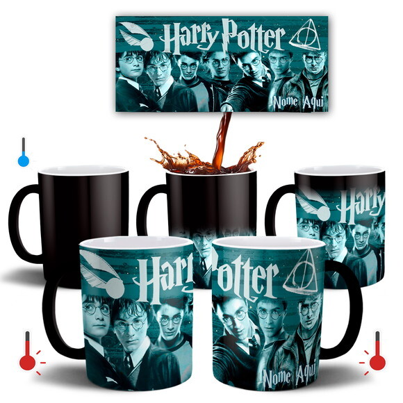 Caneca Mágica Harry Potter Filmes com nome