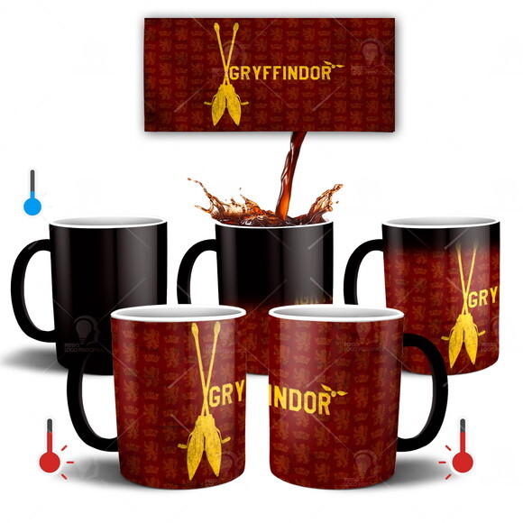 Caneca Mágica Harry Potter Gryffindor + Caixinha