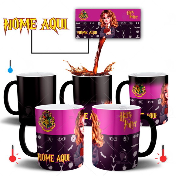 Caneca Mágica Harry Potter Hermione Personalize com seu Nome