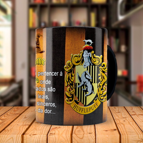 Caneca Mágica Harry Potter Lema Lufa-lufa com Nome