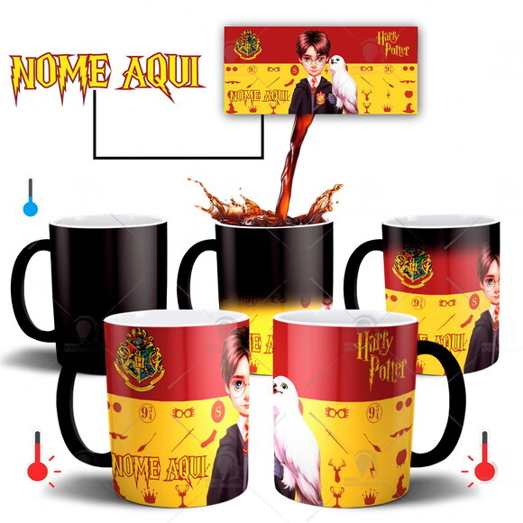 Caneca Mágica Harry Potter Personalize com seu Nome