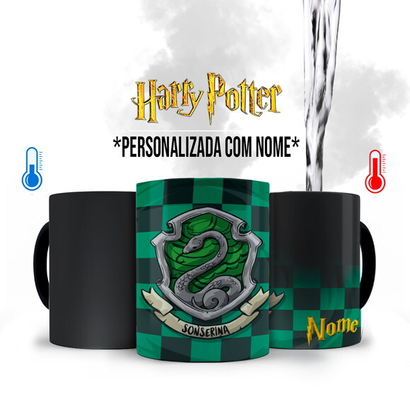 Caneca Mágica Harry Potter Sonserina com Nome