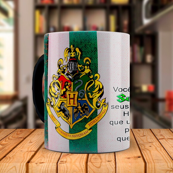 Caneca Mágica Harry Potter Sonserina Lema com Nome