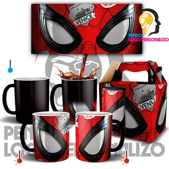 Caneca Mágica Homem Aranha Marvel + Caixinha Mod 002