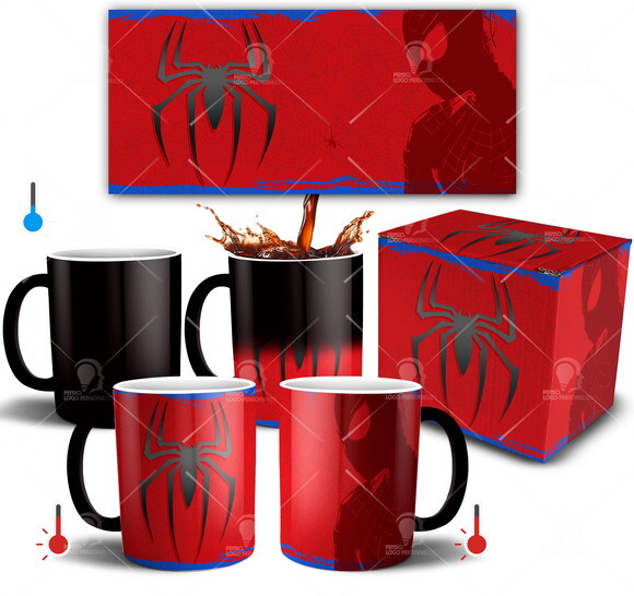 Caneca Mágica Homem Aranha Marvel personalizada + Caixinha