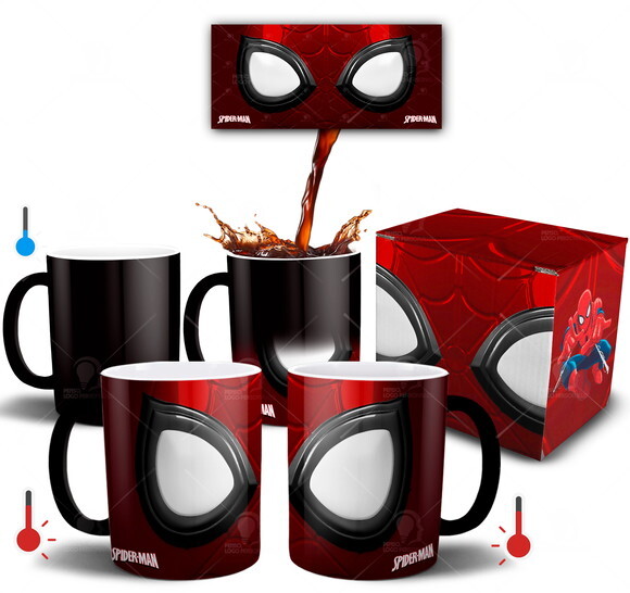 Caneca Mágica Homem-Aranha Marvel personalizada + Caixinha