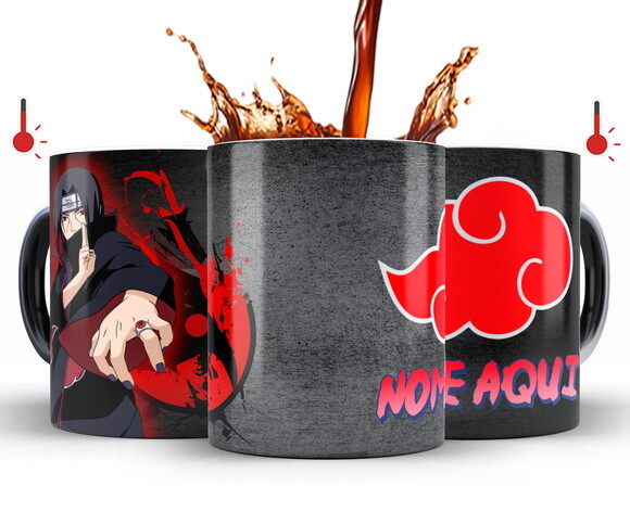 Caneca Mágica Itachi Uchiha com Nome + Caixinha