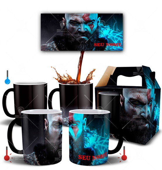 Caneca Mágica Jogo God Of War Kratos com Nome- Mod 002